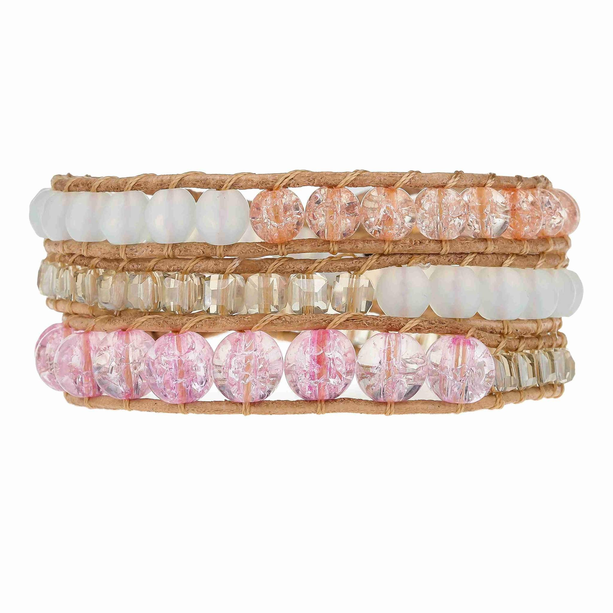 Peach and Pink Glass Beads on Natural | Victoria Emerson