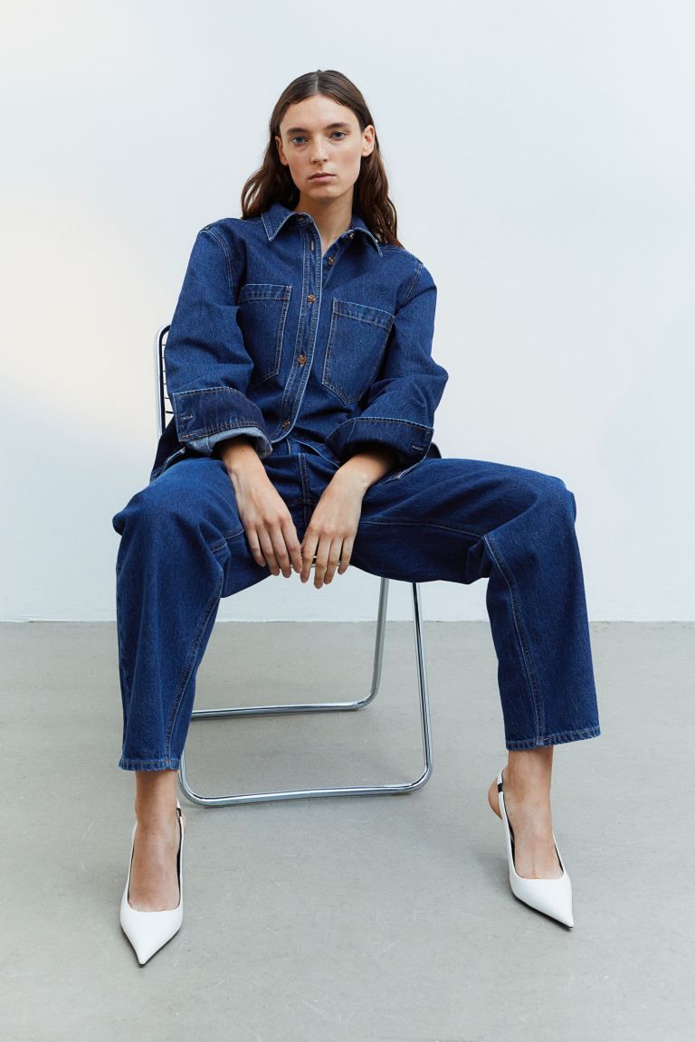 Denim Shirt - Dark denim blue - Ladies | H&M US | H&M (US + CA)