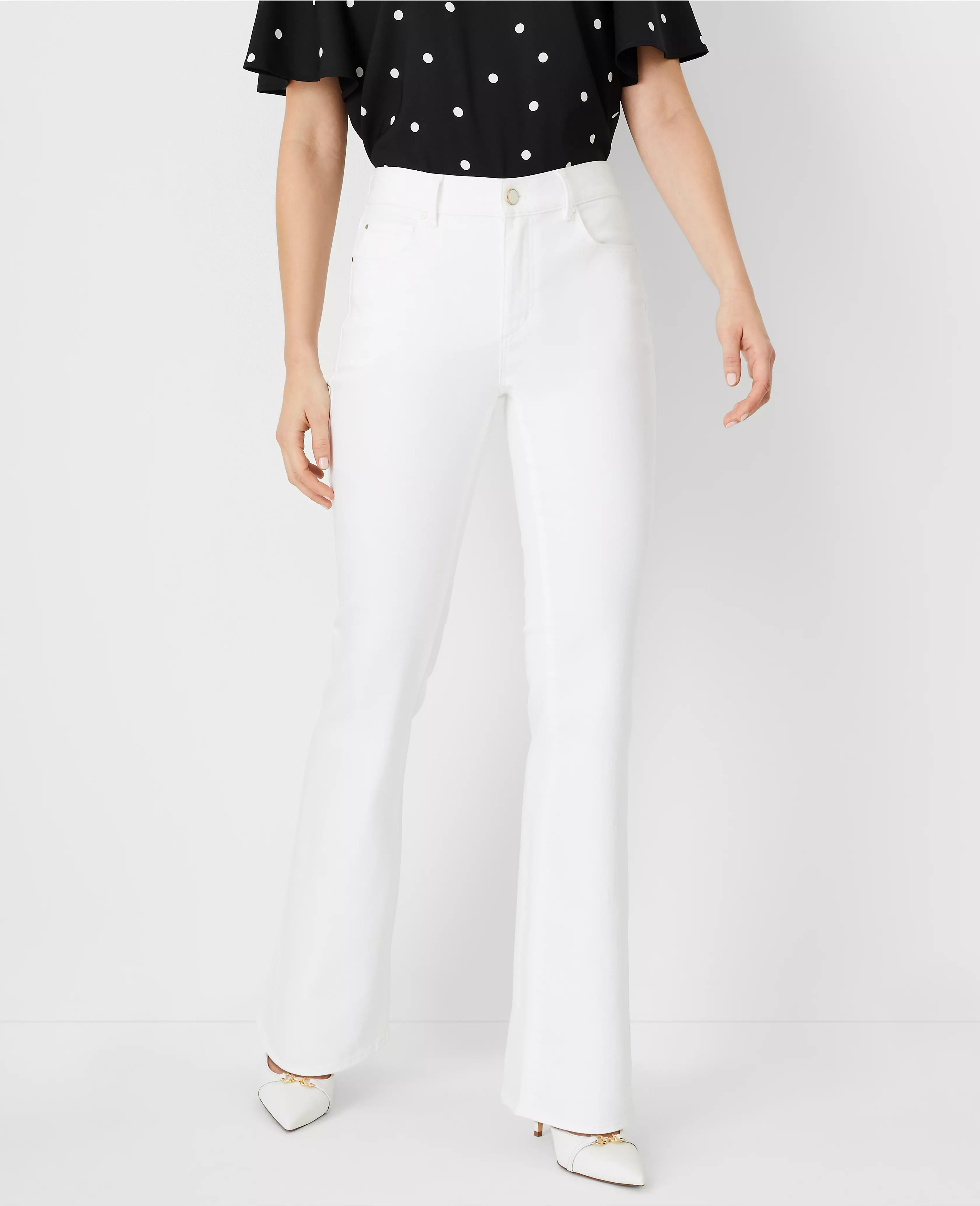 Mid Rise Boot Jeans in White | Ann Taylor