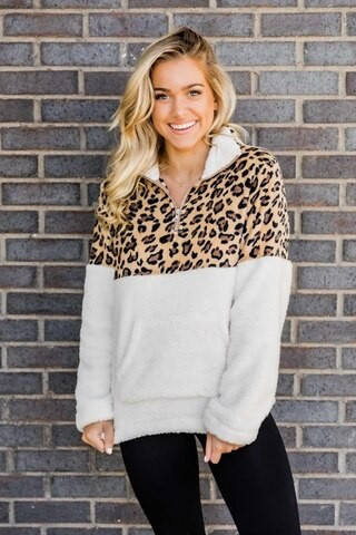 View From The Mountains Brown Animal Print Pullover | The Pink Lily Boutique