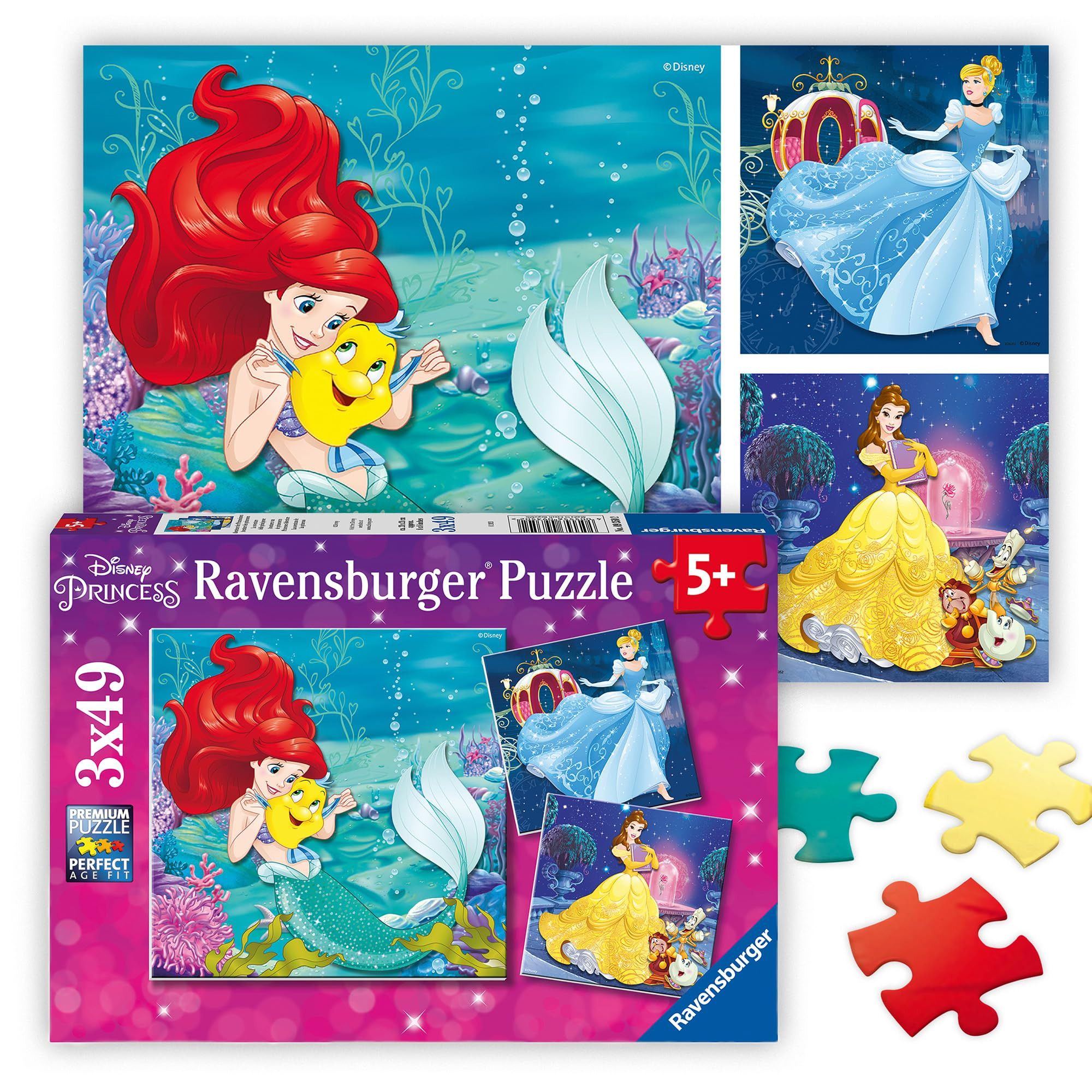 Ravensburger - Disney Princess Adventures - 49 Piece Jigsaw Puzzle 3 Pack Set - Vibrant Colors - ... | Amazon (US)