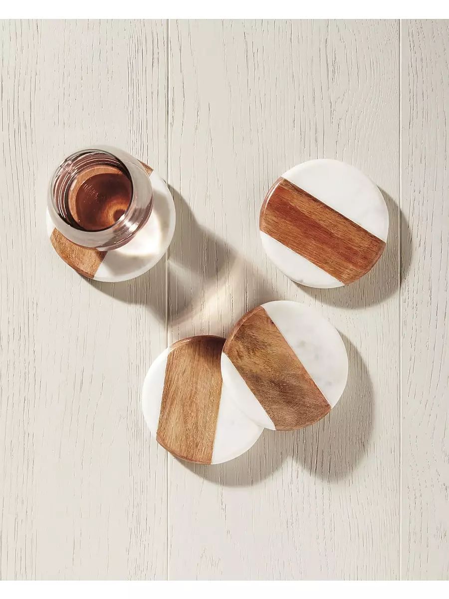 Wood and Marble Coasters (Set of 4) | Serena and Lily
