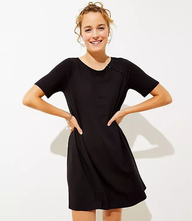 Covered Button Swing Dress | LOFT