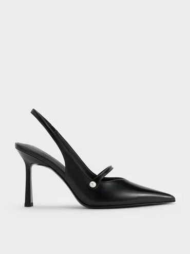 Black Box Helena Pearl-Buckle Pointed-Toe Slingback Pumps | CHARLES & KEITH | Charles & Keith US