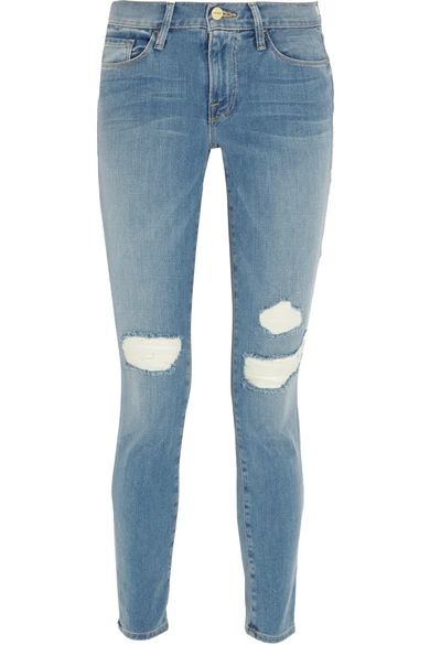Le Skinny de Jeanne distressed mid-rise jeans | NET-A-PORTER (US)