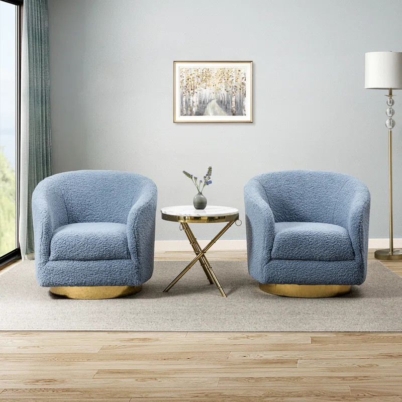 Denoila Upholstered Swivel Barrel Chair (Set of 2) | Wayfair North America