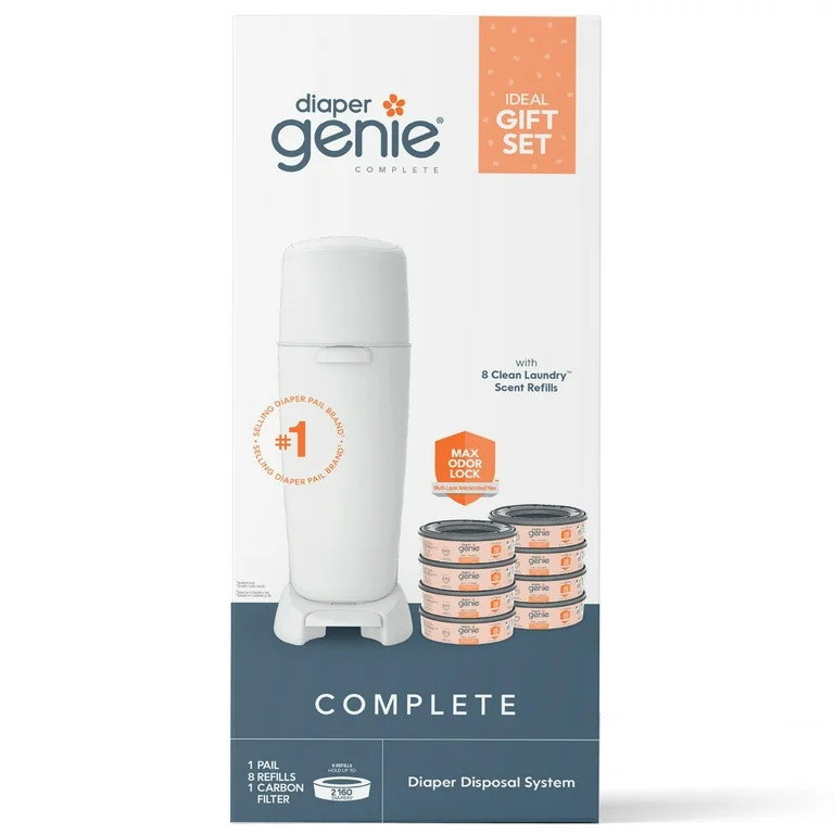 Diaper Genie Registry Gift Set, Includes Diaper Genie Complete Diaper Pail, 8 Refill Bags, 1 Carb... | Walmart (US)