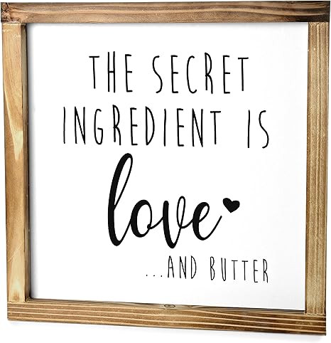 Secret Ingredient is Love Sign 12x12 Inch - Secret Ingredient is Love And Butter Sign, Farmhouse ... | Amazon (US)