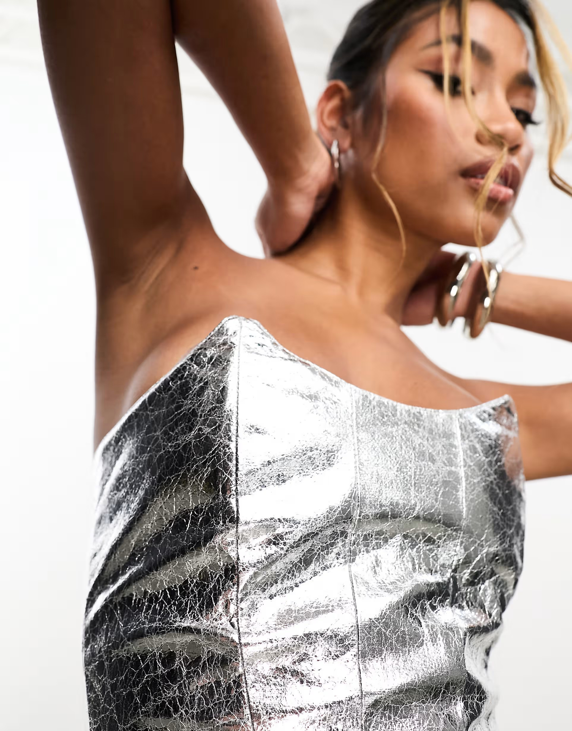 Jaded Rose textured metallic corset top co-ord in silver | ASOS (Global)