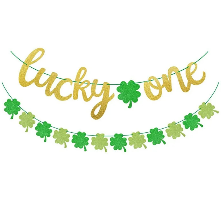 VerPetridure St. Patrick's Carnival Decorative String Flag Set Four Leaf Clover Plus Glitter Luck... | Walmart (US)