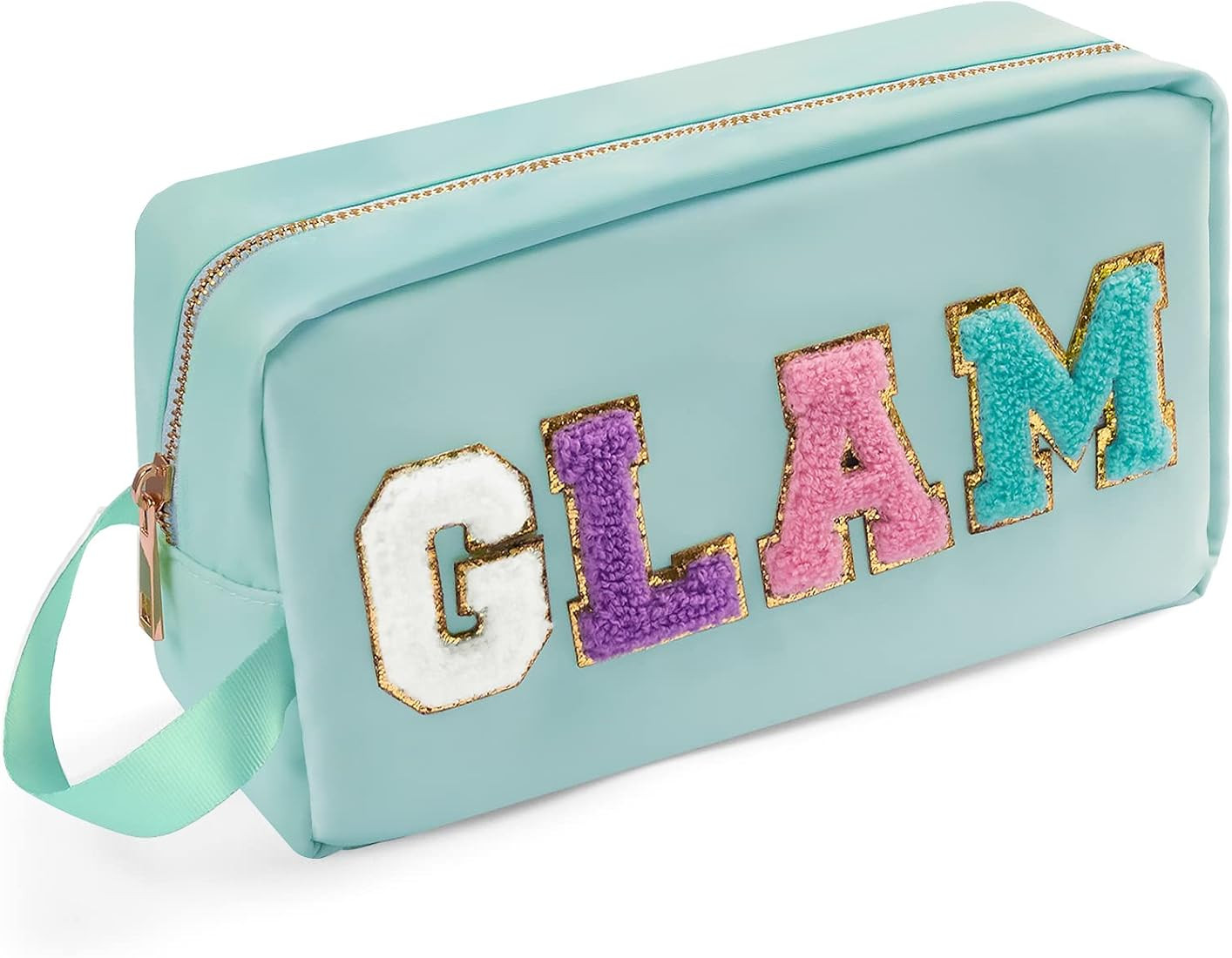 Preppy Makeup Bag Nylon Cosmetic Bag Chenille Letter Glam Pouch Preppy Pencil Pouch Waterproof Ma... | Amazon (US)