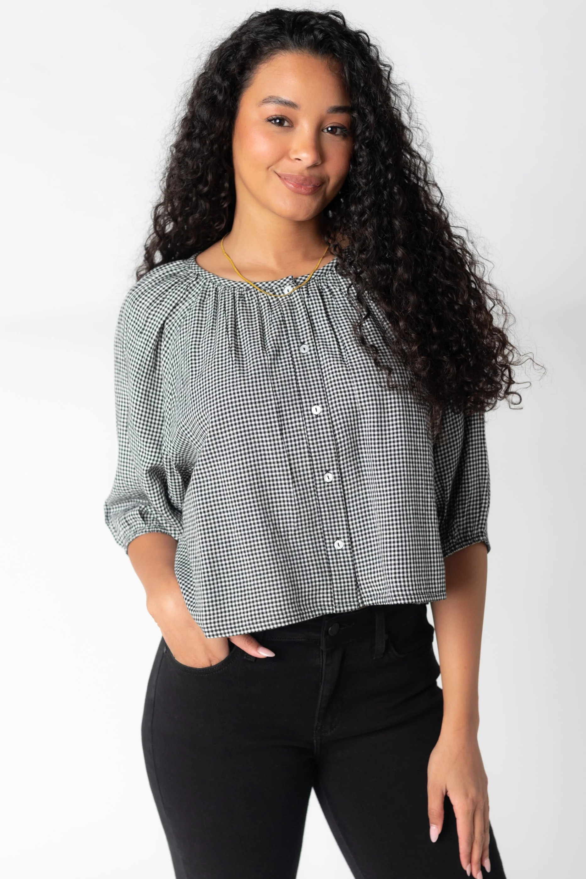 Citrus Southtown Gingham Blouse | Called To Surf