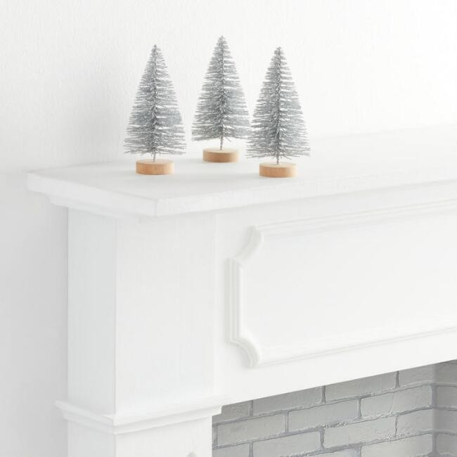 Silver Bottlebrush Tree Decor 3 Pack | World Market