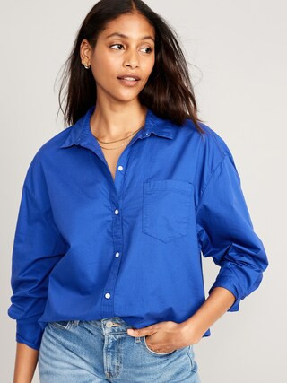 Oversized Poplin Boyfriend Shirt for Women | Old Navy (US)