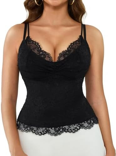 Popilush Corset Tops for Women, Shapewear Lace V-Neck Bustier Tank | Amazon (US)