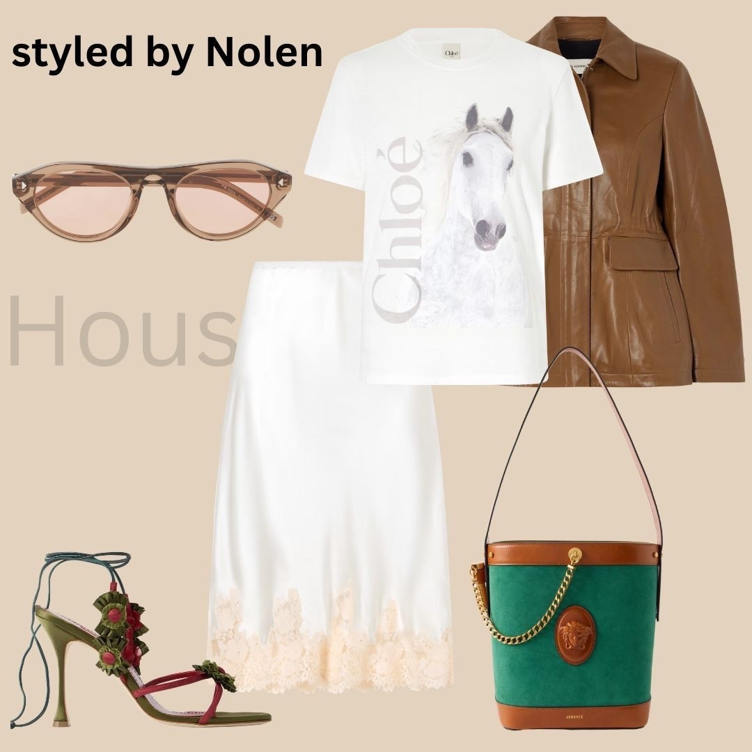 Spring 2026 Look 2. 

A little softness, a little structure.

A lace-trimmed skirt, a worn-in leather jacket, and a graphic tee that keeps it grounded. Finished with a hit of green and texture to bring the whole look to life.

The balance is what makes it work — feminine, effortless, and just a little unexpected.

#editorialstyling #modernwardrobe #effortlessstyle #fashionlayers #quietluxury #stylingdetails #wardrobestylist #elevatedbasics #modernclassic #styleinspiration #fashioneditorial #personalstyle #styledlook

#LTKOver40 #LTKgrwm #LTKootd