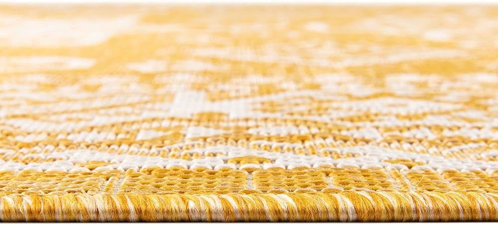Rugs.com Outdoor Aztec Collection Rug – 10' x 13' Yellow Flatweave Rug Perfect for Living Rooms... | Amazon (US)