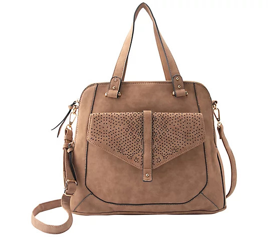 Violet Ray Teardrop Floral Perf Satchel - Logan | QVC