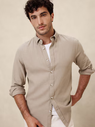 Slim Cotton-Linen Flannel Shirt | Banana Republic Factory