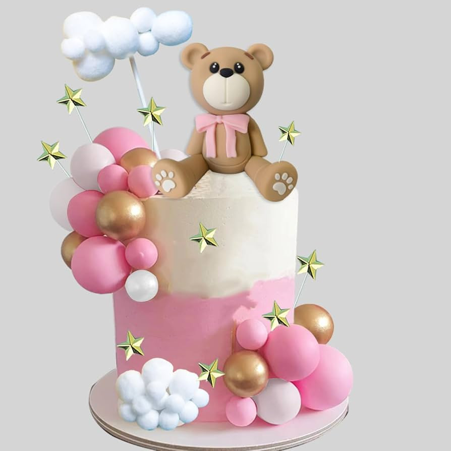 33 PCS Bear Cake Toppers Bear Balls Cake Decorations with Stars Clouds Cake Toppers for Boy Girl ... | Amazon (US)