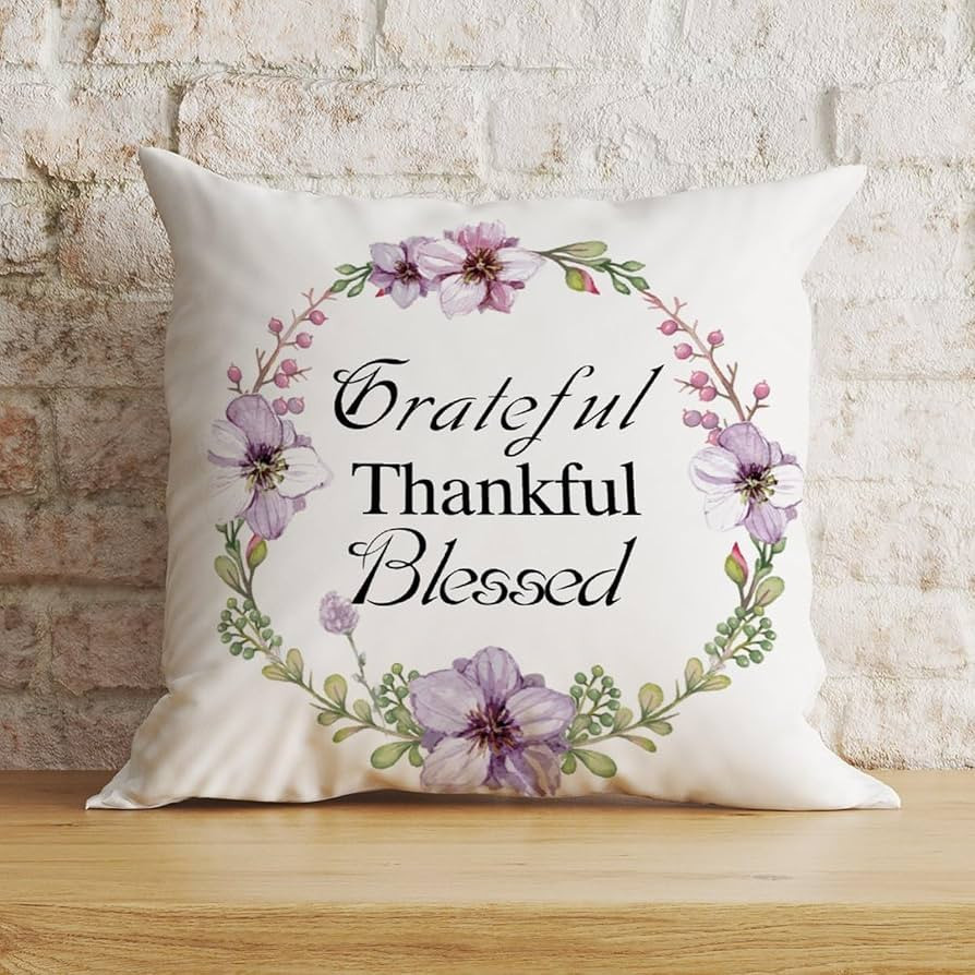 Zyadsinoudor Sayings Lettering Throw Pillowcase Grateful Thankful Blessed Square Cushion Cover Pu... | Amazon (CA)