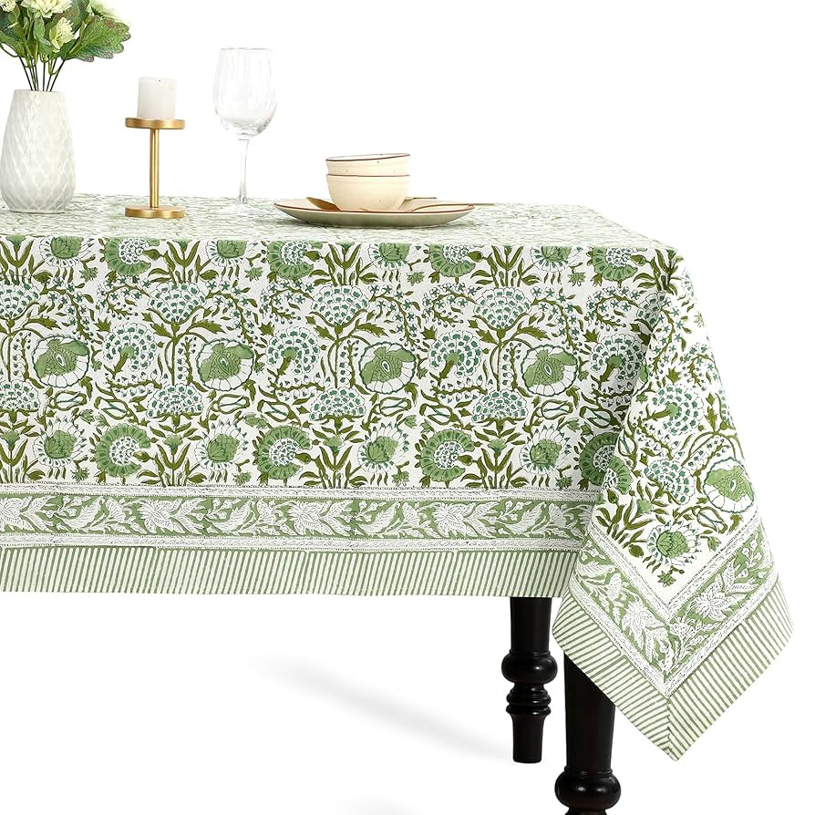 CPC Tablecloth 100% Cotton 60x60 Inch Indian Block Print Square Table Cover, Table Cloth for Wedd... | Amazon (US)