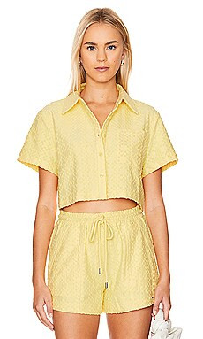 SIMKHAI Ireland Cropped Shirt in Sulfur from Revolve.com | Revolve Clothing (Global)