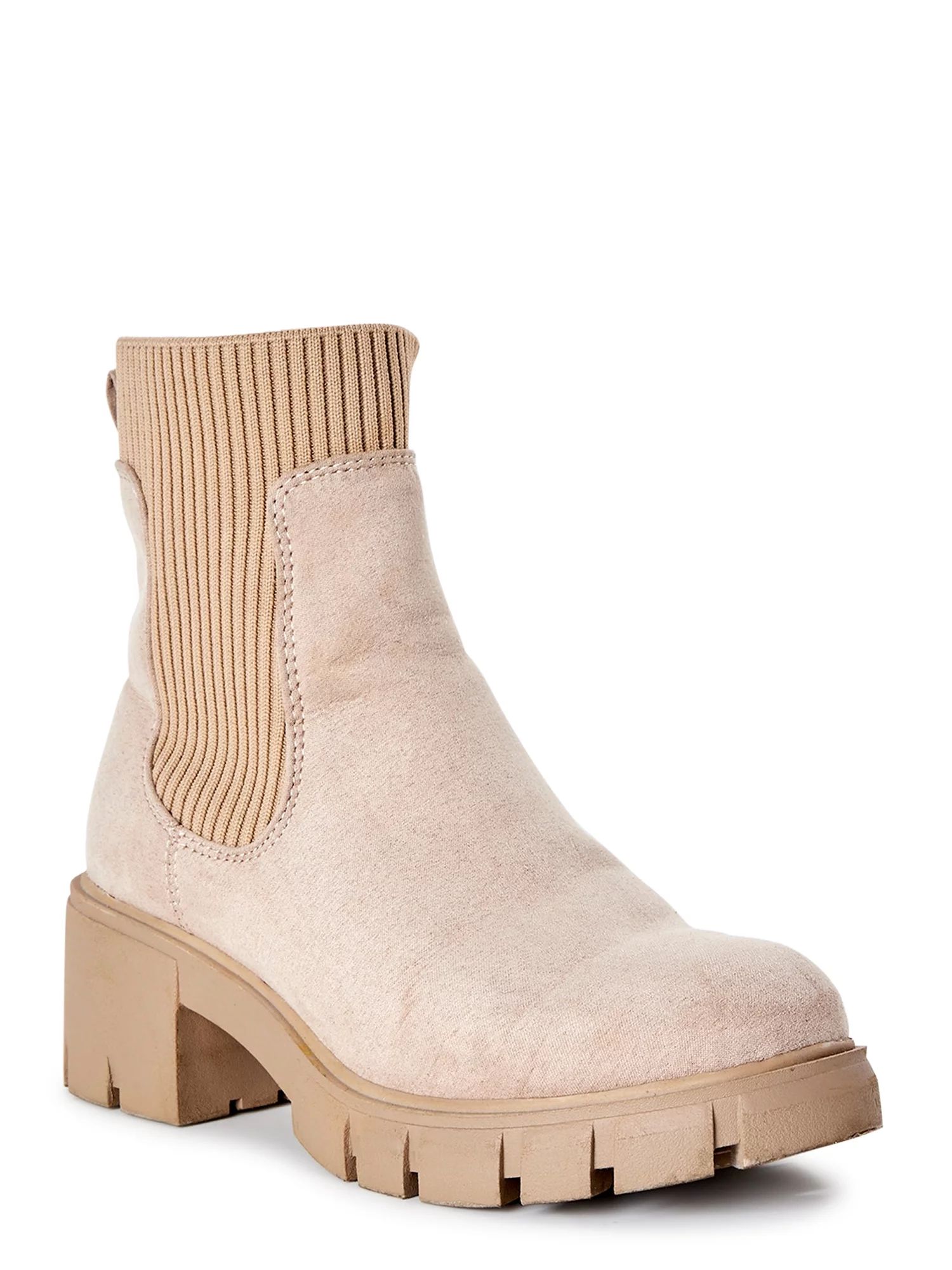 No Boundaries Women's Knit Chelsea Boots, Wide Width Available - Walmart.com | Walmart (US)