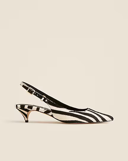 Robin kitten heels in zebra-print calf hair | J. Crew US