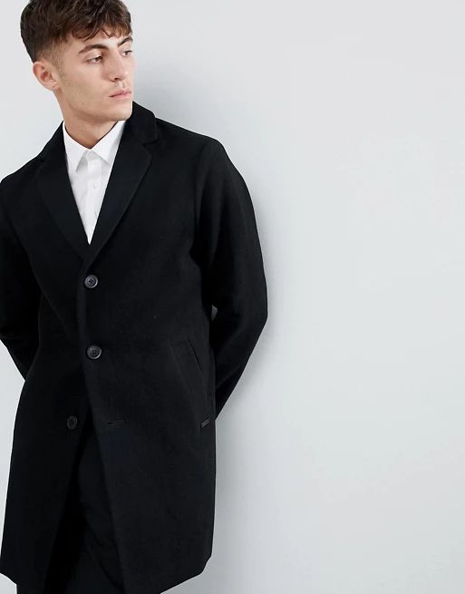 Esprit Smart Wool Overcoat In Black | ASOS US