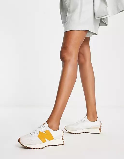 New Balance 327 sneakers in white with yellow detail | ASOS (Global)