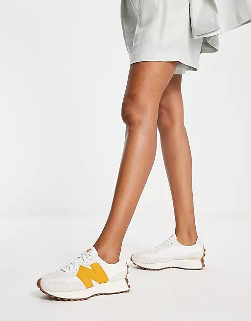 New Balance 327 sneakers in white with yellow detail | ASOS (Global)