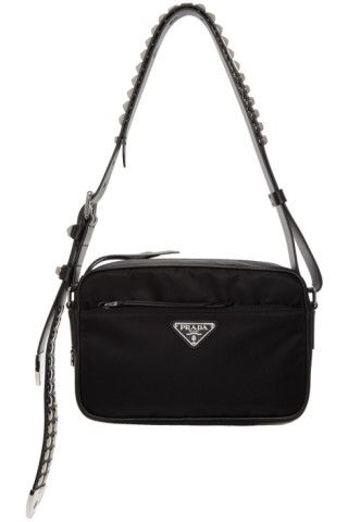 Black Studded Nylon Bag | SSENSE 