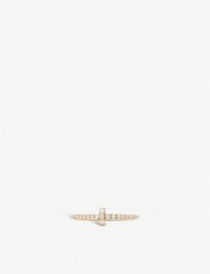 Tiffany T wire ring in 18k gold with diamonds | Selfridges