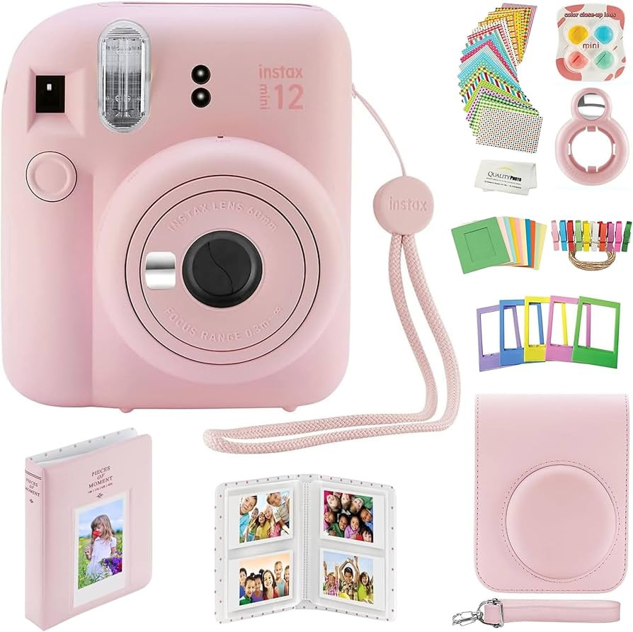Amazon.com : Fujifilm Instax Mini 12 Instant Camera with Case, Decoration Stickers, Frames, Photo Album and More Accessory kit (Blossom Pink)\u2026 : Electronics | Amazon (US)