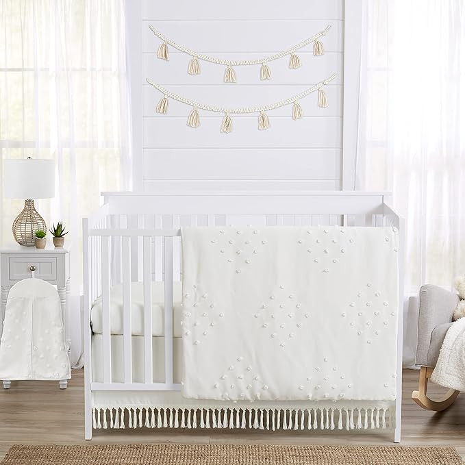 Sweet Jojo Designs Boho Dot Baby Boy Girl Nursery Crib Bedding Set - 4 Pieces - Ivory Beige Cream... | Amazon (US)