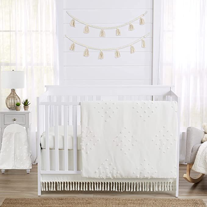 Sweet Jojo Designs Boho Dot Baby Boy Girl Nursery Crib Bedding Set - 4 Pieces - Ivory Beige Cream... | Amazon (US)