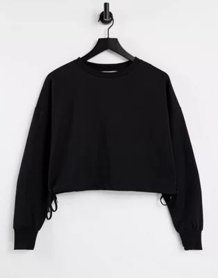 Style Cheat tie side cropped sweatshirt co-ord in black | ASOS (Global)