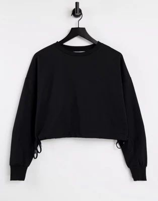 Style Cheat tie side cropped sweatshirt co-ord in black | ASOS (Global)