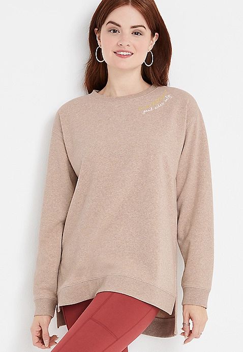 Willowsoft Good Vibes Tunic Sweatshirt | Maurices