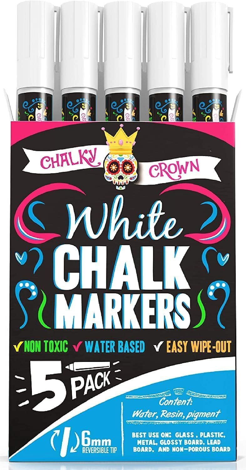 CHALKY CROWN Liquid Chalk Marker Pen - White Drawing Chalk - Chalkboard Markers for Chalkboard Si... | Amazon (US)