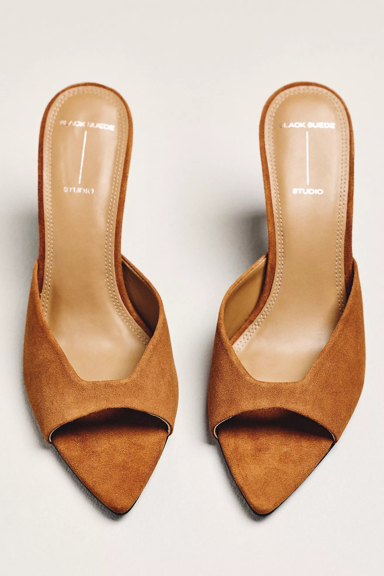 Black Suede Studio Brea 80 Mule Heels | Anthropologie (US)