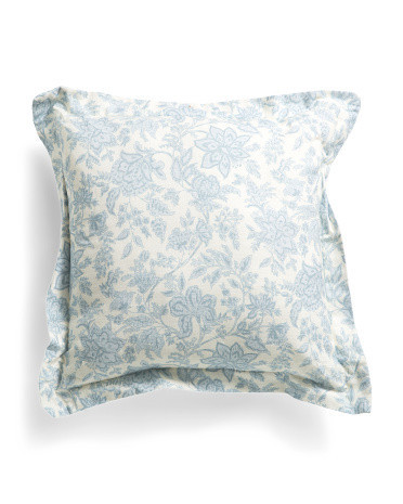 20X20 Coastal Jacobean Floral Pillow, Cotton/Polyester | TJ Maxx
