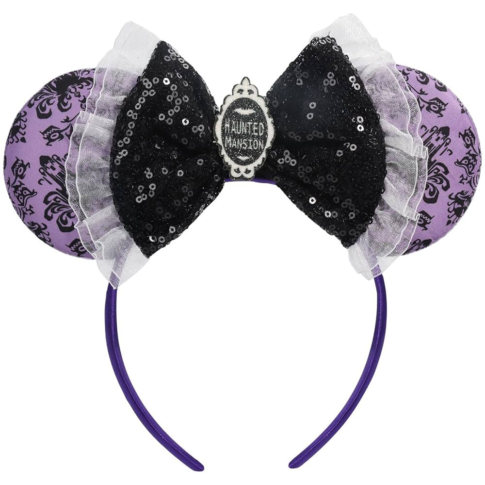 Mouse Ears Headband, Halloween Mouse Ears with Bow, Cute Hair Beauty Accessories (Haunted House) | Amazon (US)