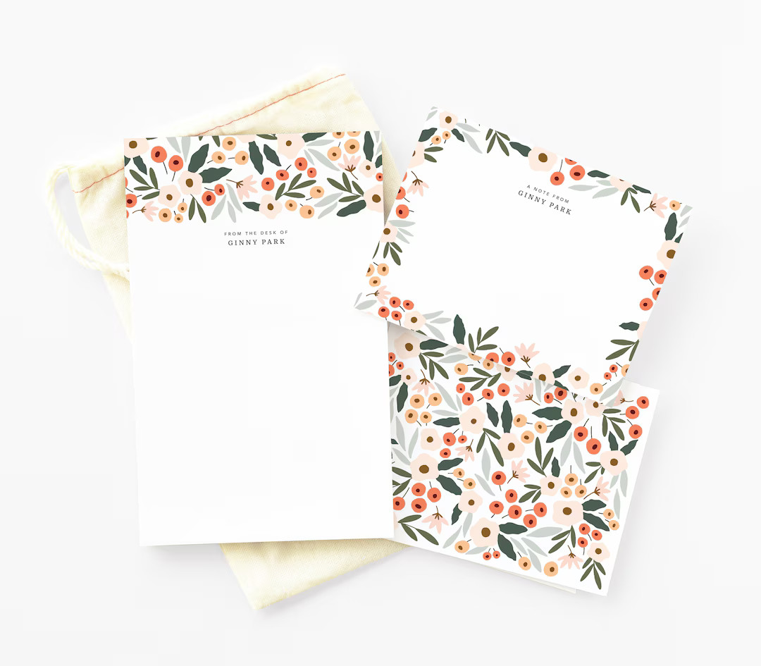 Personalized Stationery Set | Custom Gift Set with Everyday Notecards, Personalized Flat Cards an... | Etsy (US)