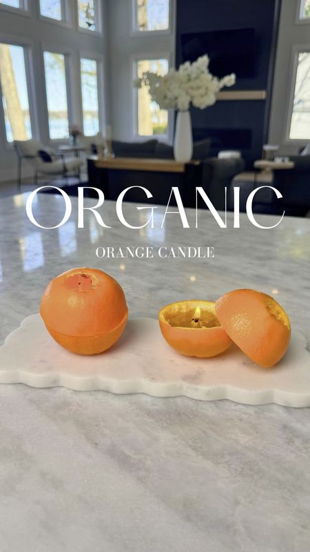 Organic Orange Candle DIY - Burns for hours and smells like summer! 🍊 

Cut your orange in half then core the orange, leaving the skin intact. Then cut slices from center to the the outer skin. Make sure not to cut the center “wick” area. Next, take the center orange out and eat it. 😋 I found that using a grape fruit spoon worked best to hollow out the orange. 
Pour olive oil into the hollowed orange, just below the top of the stem. This will allow the oil to ignite the stem. You can add a top orange piece to your candle, just make sure to cut a hole in the center for ventilation. I burned this orange for hours and it smelled like summer 🍊 

Candle Making | Home Decor | Candle Lover | Citrus | Fruit | Easy DIY | DIY Decor | Spring Decor 

#LTKVideo #LTKhome #LTKSeasonal