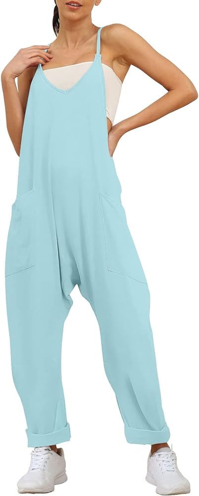 Trendy Queen Womens Jumpsuits Casual Summer Onesie Rompers Sleeveless Loose Baggy Overalls Jumper... | Amazon (US)