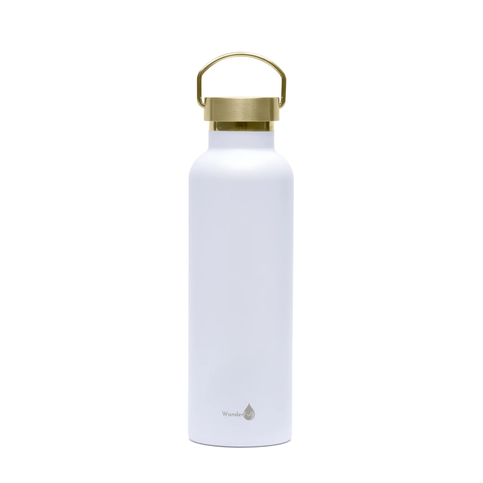 White with Gold Top Insulated Water Bottle- 24 Oz | WanderFull 