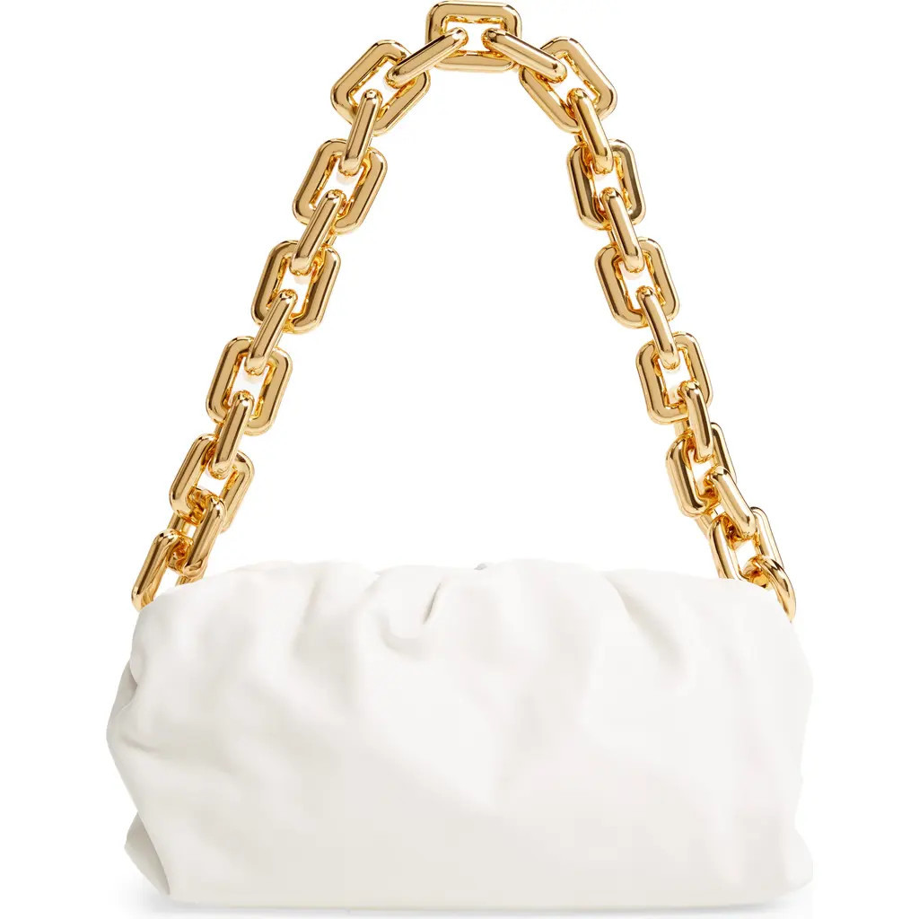 Bottega Veneta The Chain Pouch Leather Shoulder Bag in Chalk/Gold at Nordstrom | Nordstrom