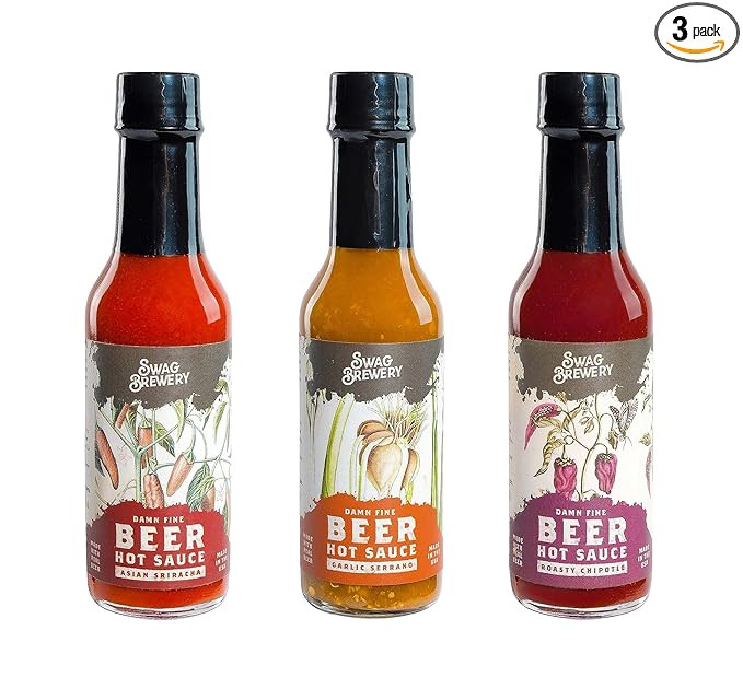 Beer-infused Hot Sauce Variety 3-pack (Includes Asian Sriracha, Garlic Serrano, & Roasty Chipotle... | Amazon (US)